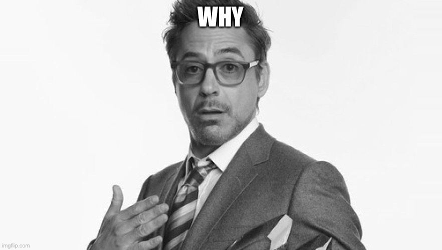 Robert Downey Jr's Comments | WHY | image tagged in robert downey jr's comments | made w/ Imgflip meme maker