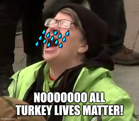 Crying liberal | NOOOOOOO ALL TURKEY LIVES MATTER! | image tagged in crying liberal | made w/ Imgflip meme maker