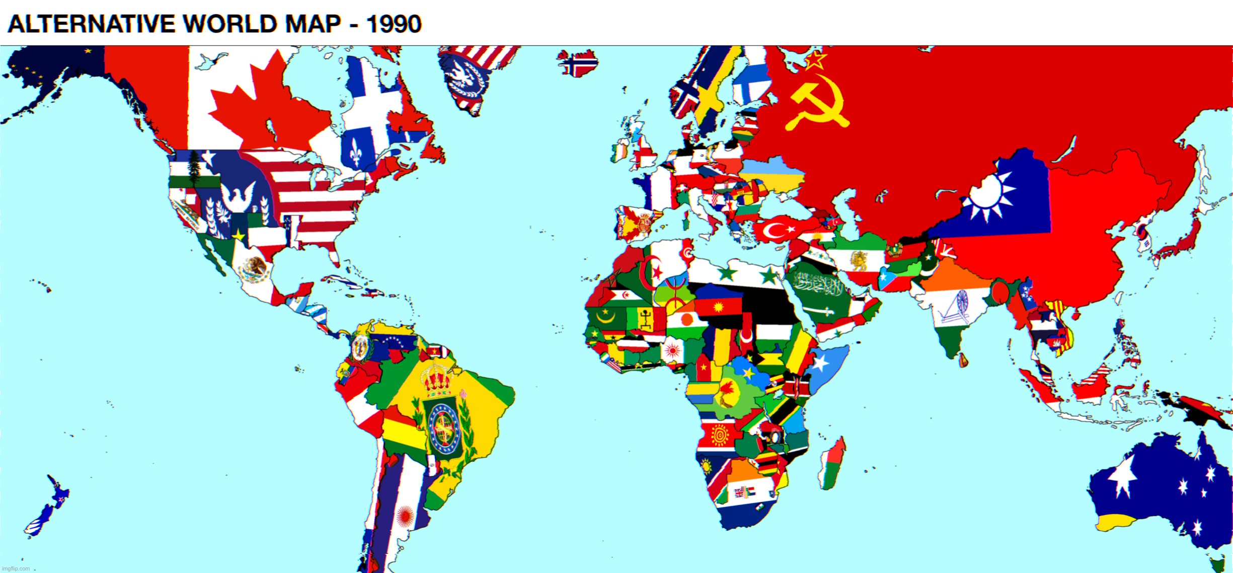 Alternative Map of the World, January 1990 | image tagged in alternative map of the world january 1990 | made w/ Imgflip meme maker