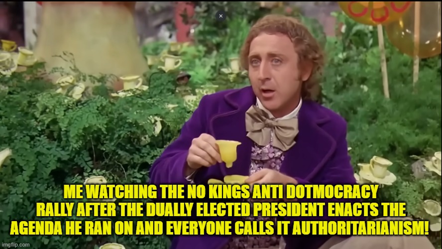 Come with me an you'll see.. | ME WATCHING THE NO KINGS ANTI DOTMOCRACY RALLY AFTER THE DUALLY ELECTED PRESIDENT ENACTS THE AGENDA HE RAN ON AND EVERYONE CALLS IT AUTHORITARIANISM! | image tagged in willy wonka,communism,communist,socialism,socialist,america first | made w/ Imgflip meme maker
