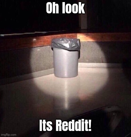 The worst userbase in existence. | Oh look; Its Reddit! | image tagged in trash can spotlight | made w/ Imgflip meme maker