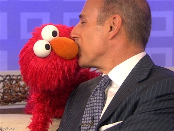 elmo kisses man | image tagged in elmo kisses man | made w/ Imgflip meme maker