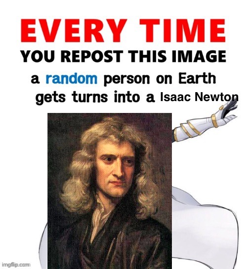 d | Isaac Newton | image tagged in every time you repost this image femboy,sir isaac newton,isaac newton,physics,mathematics | made w/ Imgflip meme maker