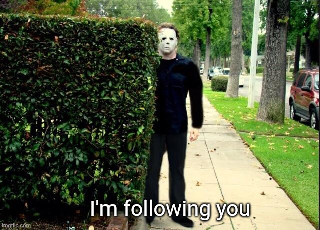 Mike Myers Bush | I'm following you | image tagged in mike myers bush | made w/ Imgflip meme maker