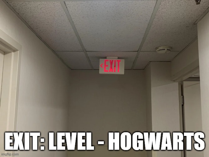 Exit Sign Fail | EXIT: LEVEL - HOGWARTS | image tagged in you had one job | made w/ Imgflip meme maker