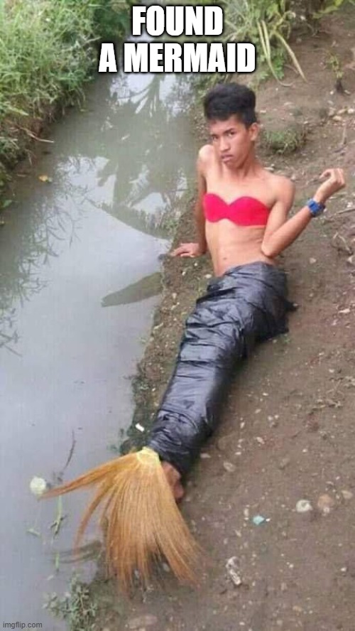 Mermaid | FOUND A MERMAID | image tagged in cursed image | made w/ Imgflip meme maker