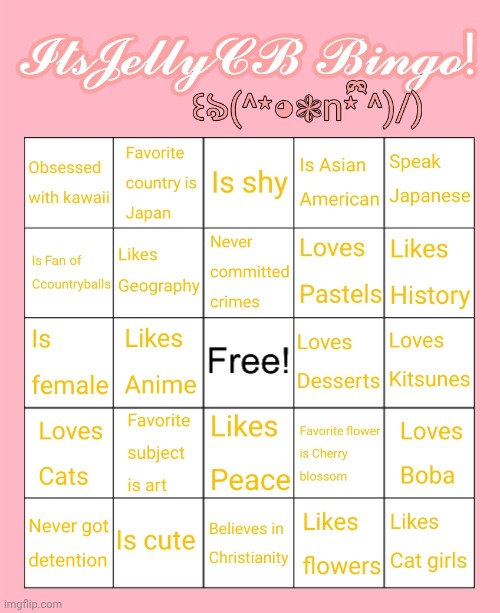ItsJellyCB's Bingo :3 | image tagged in countryballs,memes,fun,blank bingo,kawaii | made w/ Imgflip meme maker