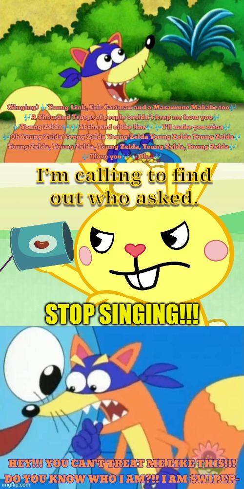 Cuddles tells swiper to stop singing Blank Meme Template