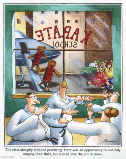 Time for action… | image tagged in the far side,comics | made w/ Imgflip meme maker