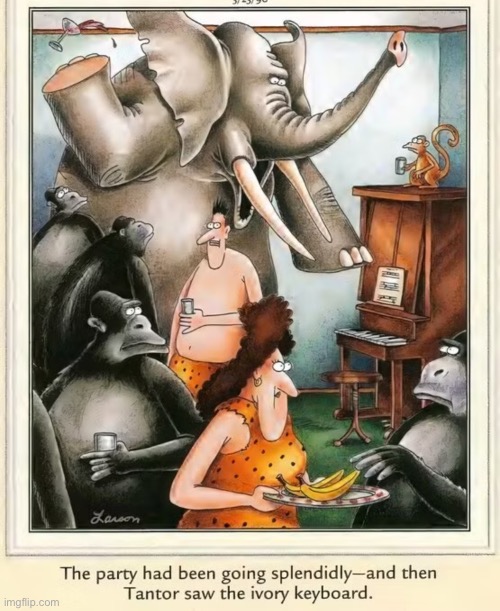 Trouble at Tarzan’s party… | image tagged in the far side,comics | made w/ Imgflip meme maker