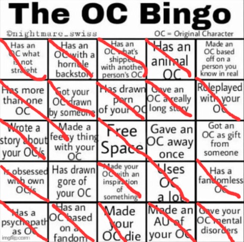 Quadruple bingo | image tagged in the oc bingo | made w/ Imgflip meme maker