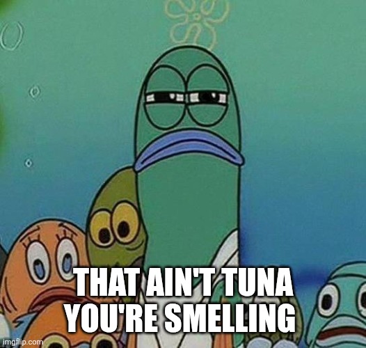 SpongeBob | THAT AIN'T TUNA YOU'RE SMELLING | image tagged in spongebob | made w/ Imgflip meme maker