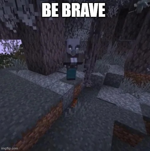Vindicator Running Away From Creaking | BE BRAVE | image tagged in vindicator running away from creaking | made w/ Imgflip meme maker