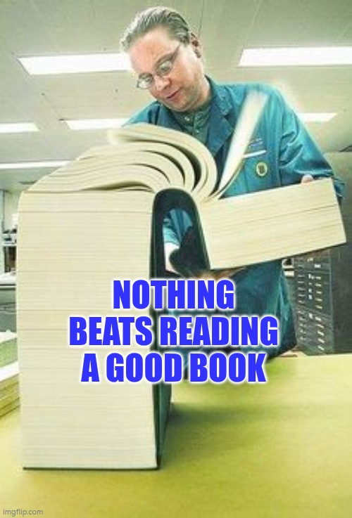 Nothing beats reading a good book | NOTHING BEATS READING A GOOD BOOK | image tagged in book,reading,autism,relaxing,wellbeing | made w/ Imgflip meme maker