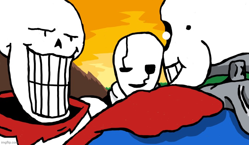 hand on shoulder but it's sans, papyrus, and gaster | image tagged in hand on shoulder but it's sans papyrus and gaster | made w/ Imgflip meme maker