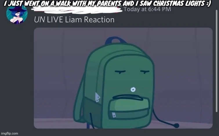 Ignore my last post | I JUST WENT ON A WALK WITH MY PARENTS AND I SAW CHRISTMAS LIGHTS :) | image tagged in un live liam reaction | made w/ Imgflip meme maker