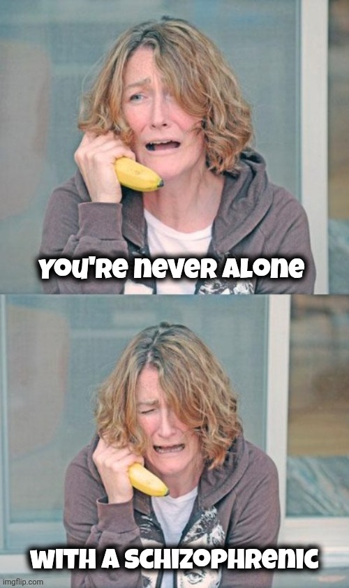 You're never alone with a Schizophrenic | image tagged in mental patient | made w/ Imgflip meme maker