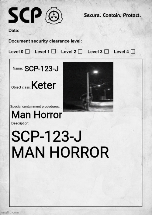SCP-123-J Document Blank Meme Template