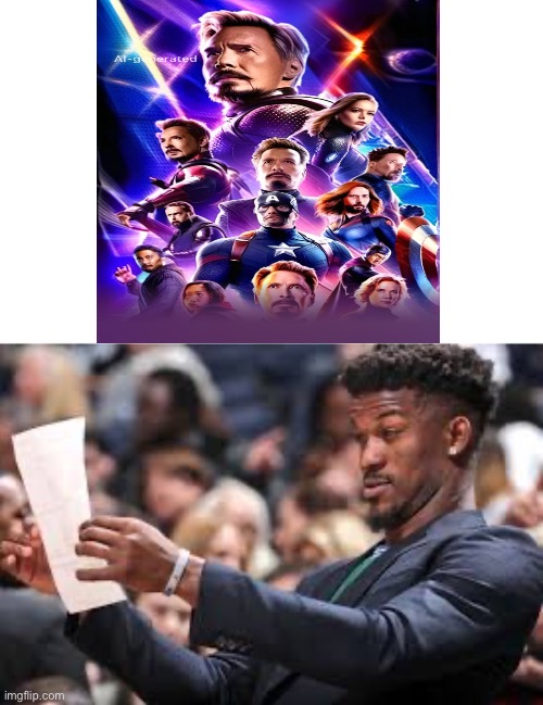 Look how badly this AI generated Avengers picture is LMAO (may need to look closer a bit) | image tagged in what am i reading,ai slop,memes,avengers,funny | made w/ Imgflip meme maker