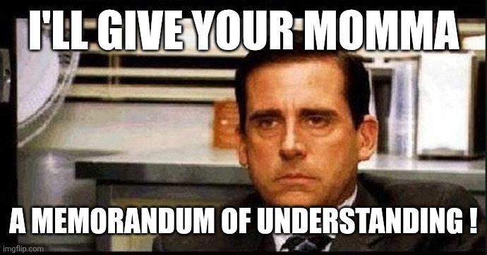 Canadian politics | I'LL GIVE YOUR MOMMA; A MEMORANDUM OF UNDERSTANDING ! | image tagged in political meme | made w/ Imgflip meme maker