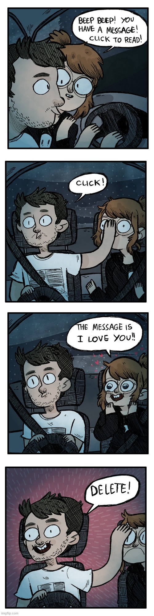 image tagged in beep beep,message,click,read,i love you,delete | made w/ Imgflip meme maker