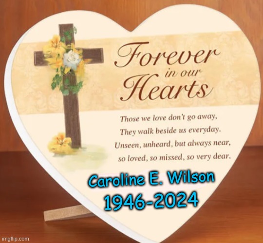 Tribute to a loved one | Caroline E. Wilson; 1946-2024 | image tagged in death,familymember,memorial | made w/ Imgflip meme maker
