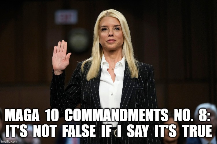 10 Commandments of the Antichrist | MAGA  10  COMMANDMENTS  NO.  8:  IT'S  NOT  FALSE  IF  I  SAY  IT'S  TRUE | image tagged in antichrist | made w/ Imgflip meme maker