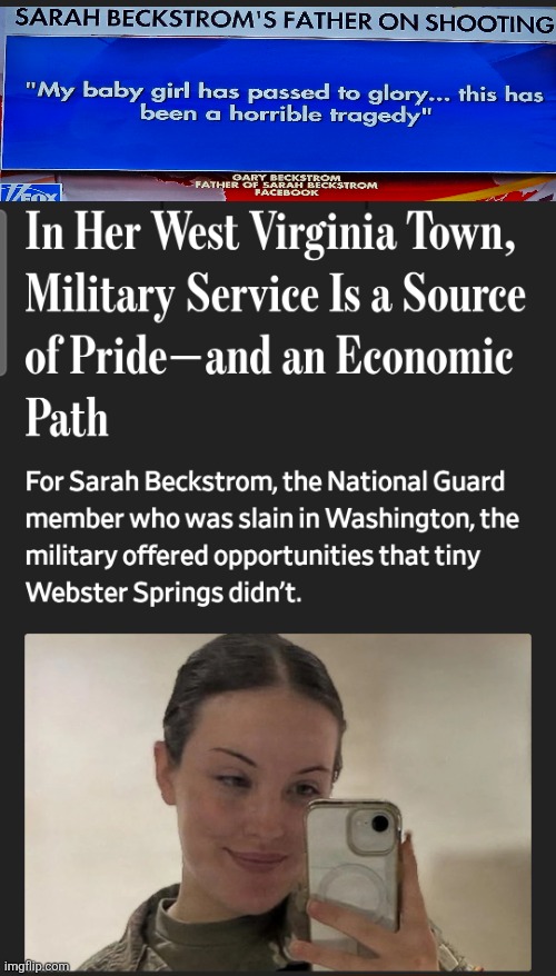 Sarah Beckstrom National Guard volunteered to serve on Thanksgiving Eve | image tagged in sarah beckstrom national guard,usa,unvetted afghan,us military,west virginia,national security | made w/ Imgflip meme maker