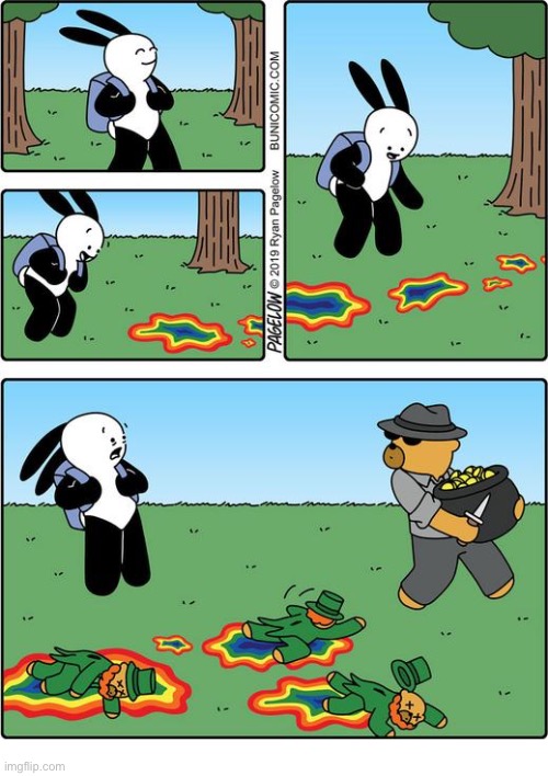 Buni Comics | image tagged in comics,buni comics,leprechauns,murderer and thief | made w/ Imgflip meme maker