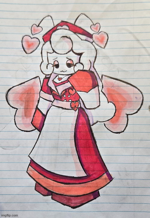 Redesigned my PHIGHTING! OC Health Potion! she now looks her age AND has detached heart-shaped wings <3 | made w/ Imgflip meme maker