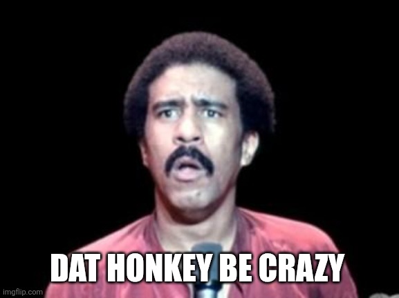 Surprised Richard Pryor | DAT HONKEY BE CRAZY | image tagged in surprised richard pryor | made w/ Imgflip meme maker