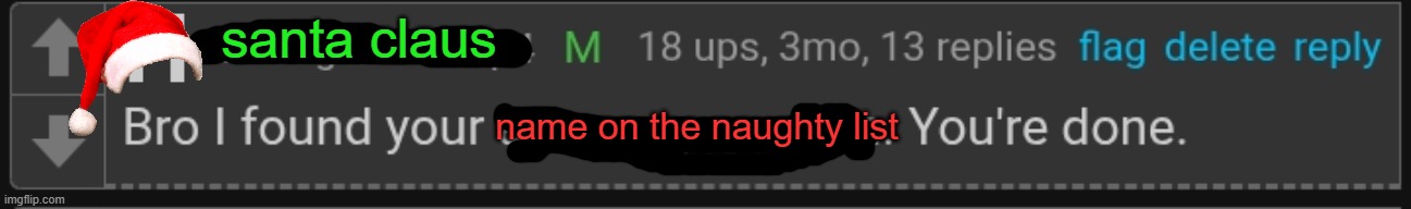 santa found the naughty list | santa claus; name on the naughty list | image tagged in andrew found the anonymous porn | made w/ Imgflip meme maker