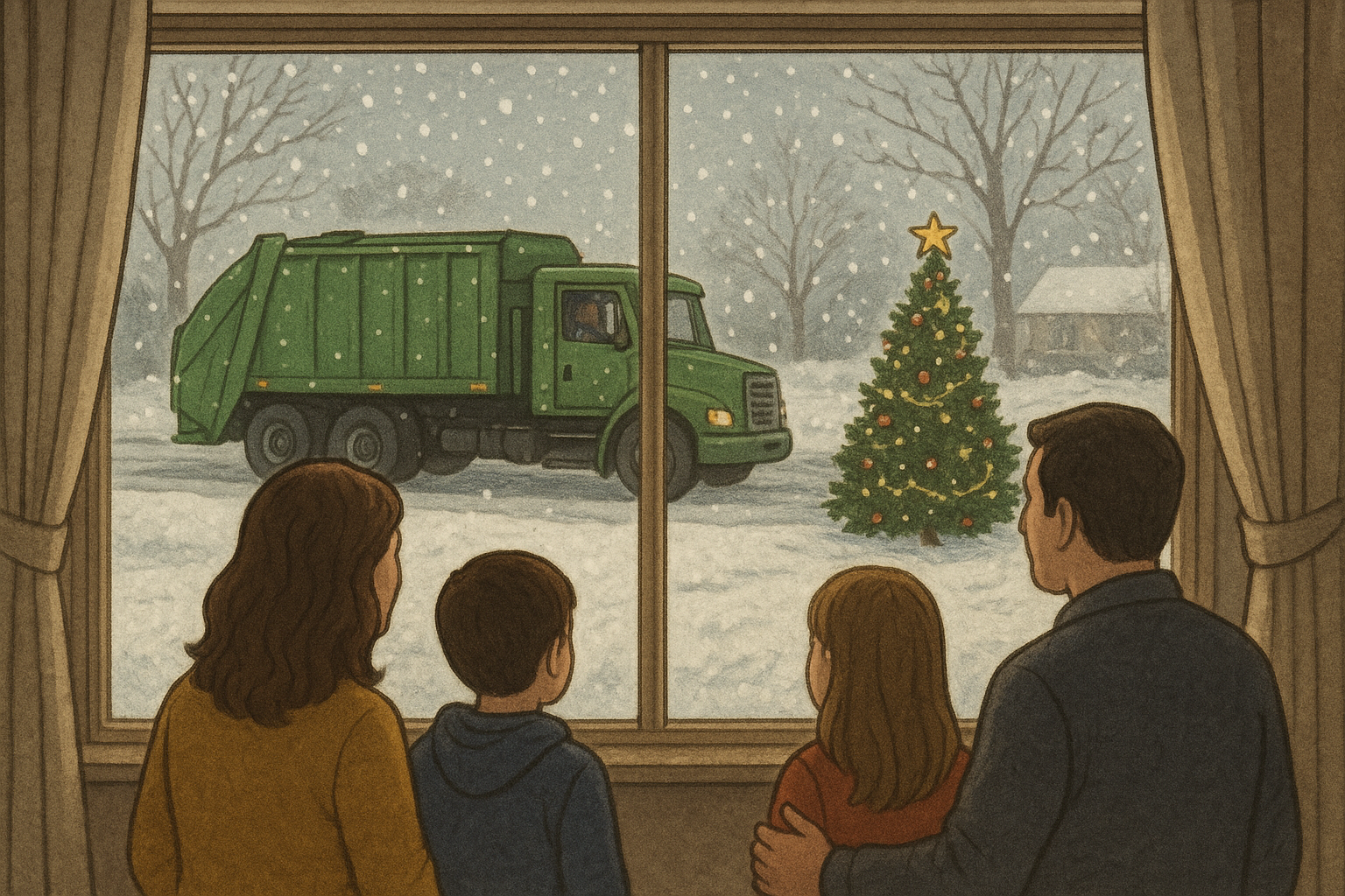 xmas garbage truck Blank Meme Template