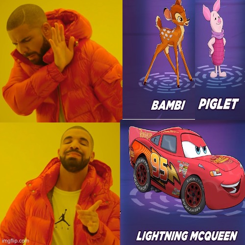 Disney heroes 7.7 in a nutshell | image tagged in memes,drake hotline bling | made w/ Imgflip meme maker