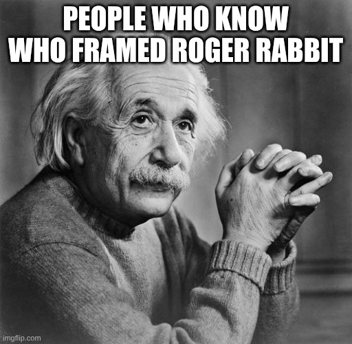 PEOPLE WHO KNOW WHO FRAMED ROGER RABBIT | image tagged in einstein | made w/ Imgflip meme maker