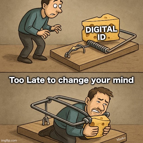 If you say YES, you won't  be able to tell the Government NO, ever again | DIGITAL
ID; Too Late to change your mind; Marko | image tagged in memes,digital id,forever slaves to the system,all future generations will be slaves,because you said ok,fjb voters kissmyass | made w/ Imgflip meme maker
