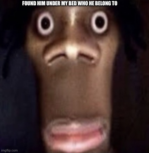 Quandale dingle | FOUND HIM UNDER MY BED WHO HE BELONG TO | image tagged in quandale dingle | made w/ Imgflip meme maker