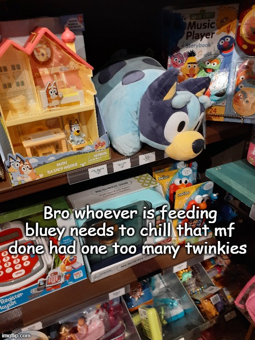 Ate at cracker barrel for the first time *thumbs up* it was alr | Bro whoever is feeding bluey needs to chill that mf done had one too many twinkies | made w/ Imgflip meme maker