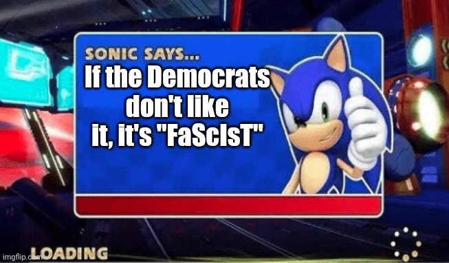 If democrats don't like it then it's fascist | If the Democrats don't like it, it's "FaScIsT" | image tagged in sonic says | made w/ Imgflip meme maker