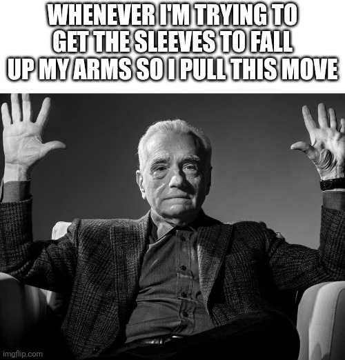 Absolute hoodie | WHENEVER I'M TRYING TO GET THE SLEEVES TO FALL UP MY ARMS SO I PULL THIS MOVE | image tagged in absolute cinema,relatable,random | made w/ Imgflip meme maker