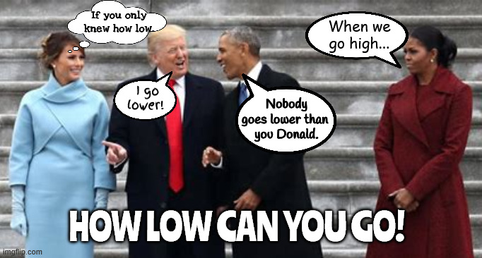 How low can you go | If you only knew how low. When we go high... I go lower! Nobody goes lower than 
you Donald. HOW LOW CAN YOU GO! | image tagged in how low can you go,snakes belly low,you let the snake in,rock bottom,maga nonster,dump trump | made w/ Imgflip meme maker