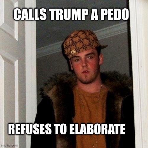 Liberals, they are allergic to facts | CALLS TRUMP A PEDO; REFUSES TO ELABORATE | image tagged in memes,scumbag steve,liberals | made w/ Imgflip meme maker