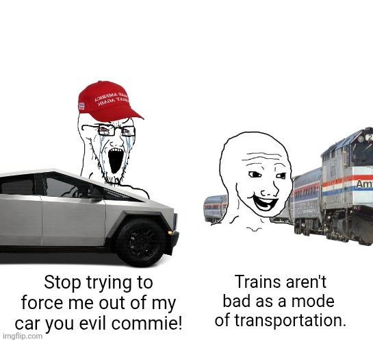 This is literally what car addicted America is like | image tagged in transportation,cars,trains | made w/ Imgflip meme maker