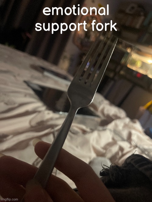 i love him | emotional support fork | made w/ Imgflip meme maker