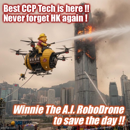 Winnie The Drone | Best CCP Tech is here !!
Never forget HK again ! Winnie The A.I. RoboDrone
to save the day !! | image tagged in winnie the pooh,hong kong | made w/ Imgflip meme maker