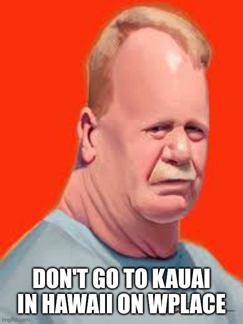 Murgers new announcement temp | DON'T GO TO KAUAI IN HAWAII ON WPLACE | image tagged in murgers new announcement temp | made w/ Imgflip meme maker