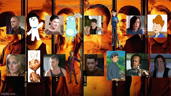 Credit to Mico the Ninjago Fan 2024 for this used | image tagged in meme,memes,spoof cast,alpha dog,characters,roles | made w/ Imgflip meme maker