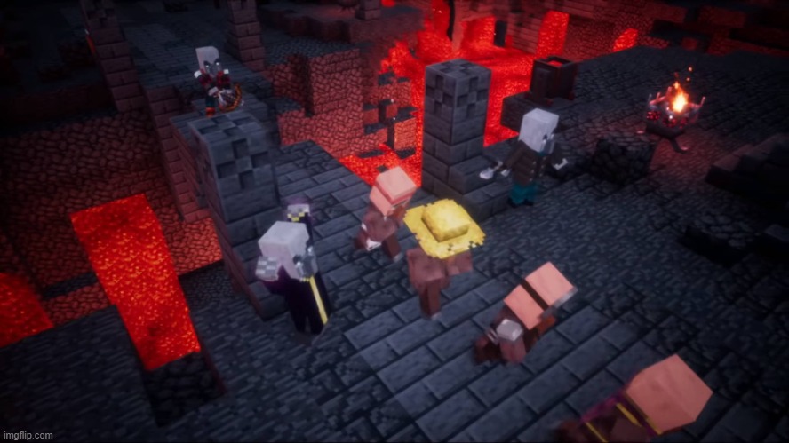 Minecraft Dungeons Evoker Attacking Villagers | image tagged in minecraft dungeons evoker attacking villagers | made w/ Imgflip meme maker
