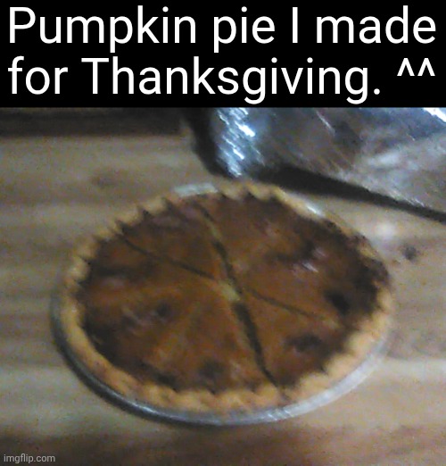 First Attempt | Pumpkin pie I made
for Thanksgiving. ^^ | image tagged in thanksgiving | made w/ Imgflip meme maker