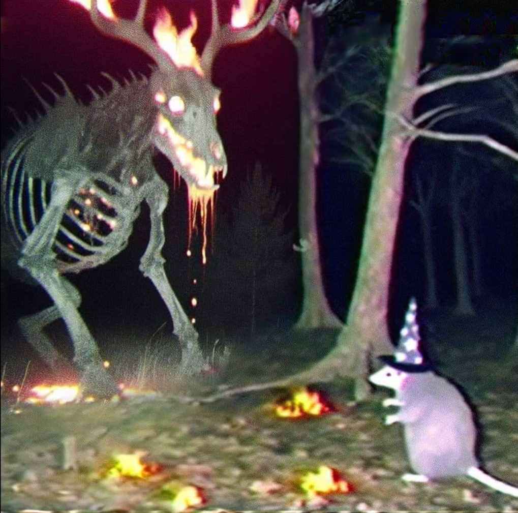 Wendigo and Wizard Opossum Blank Meme Template